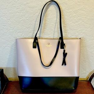 Like New Kate Spade New York Lady’s Classic Handbag Beige/Black 100% Cow Leather